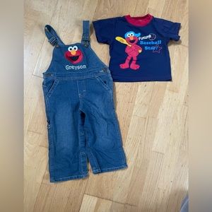 24 month Greyson denim Elmo overalls